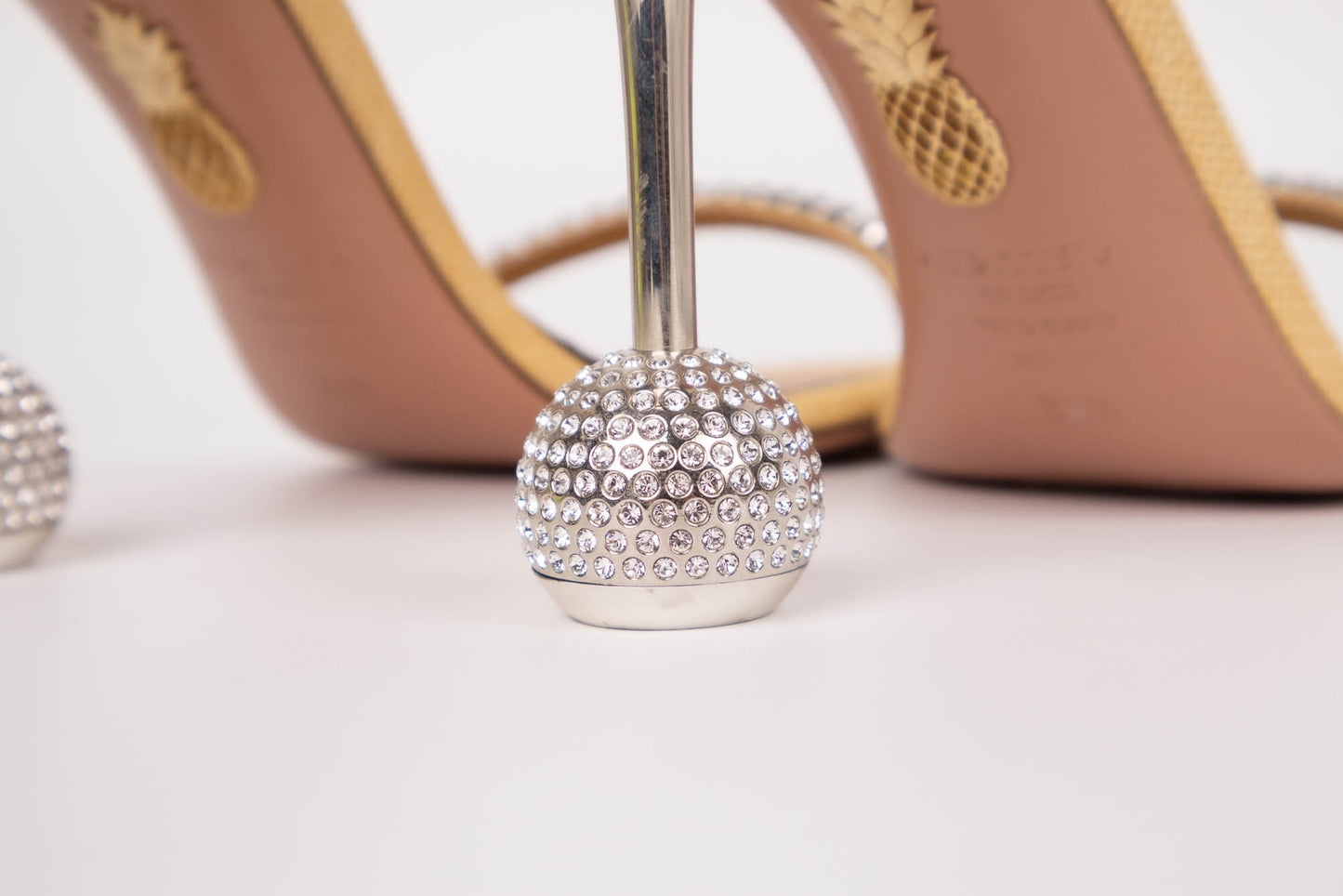 AQUAZZURA LEATHER CRYSTAL EMBELLISHMENTS SLIDES SANDALS