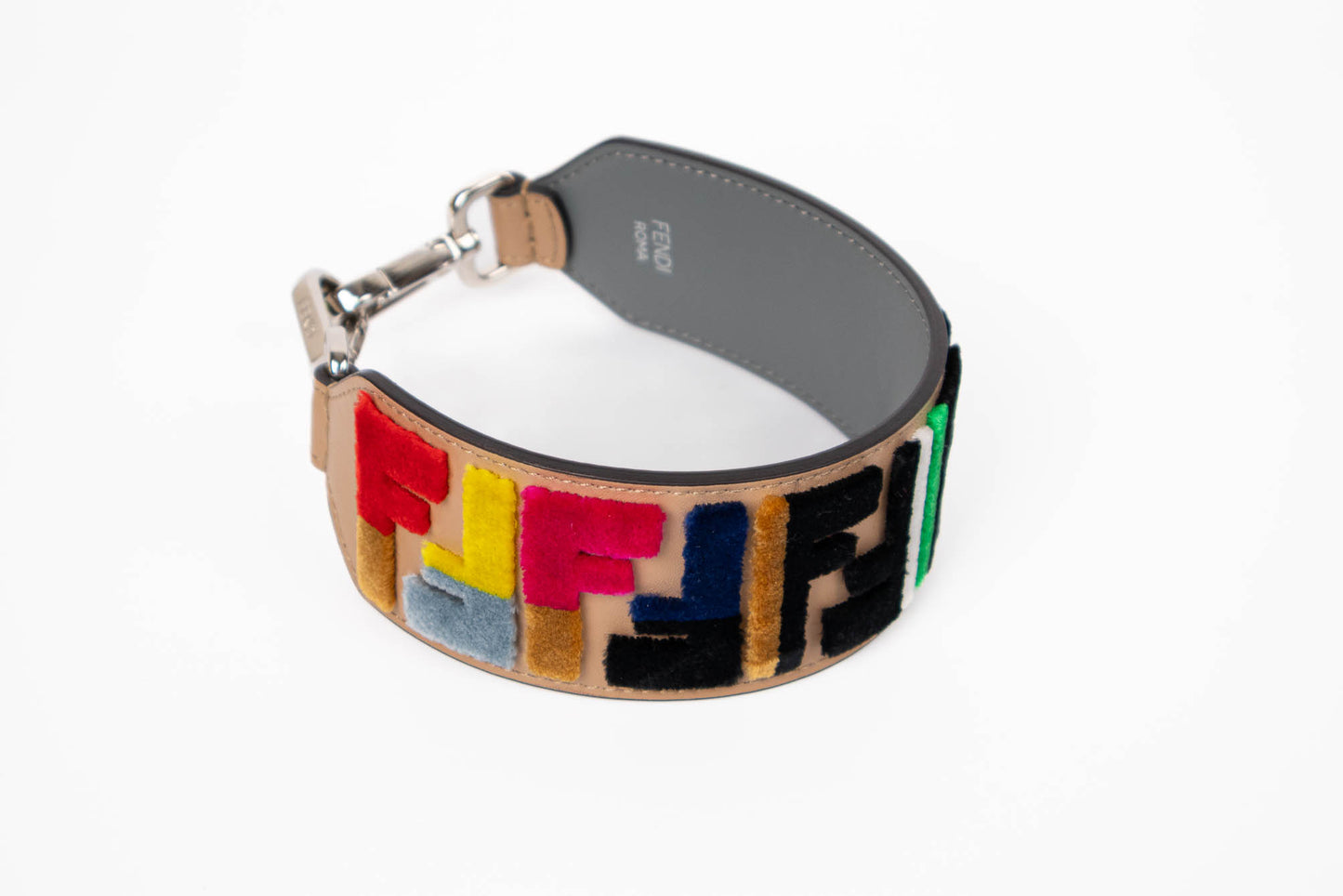 FENDI VITELLO LIBERTY VELVET MULTICOLOR EMBROIDERED MINI STRAP