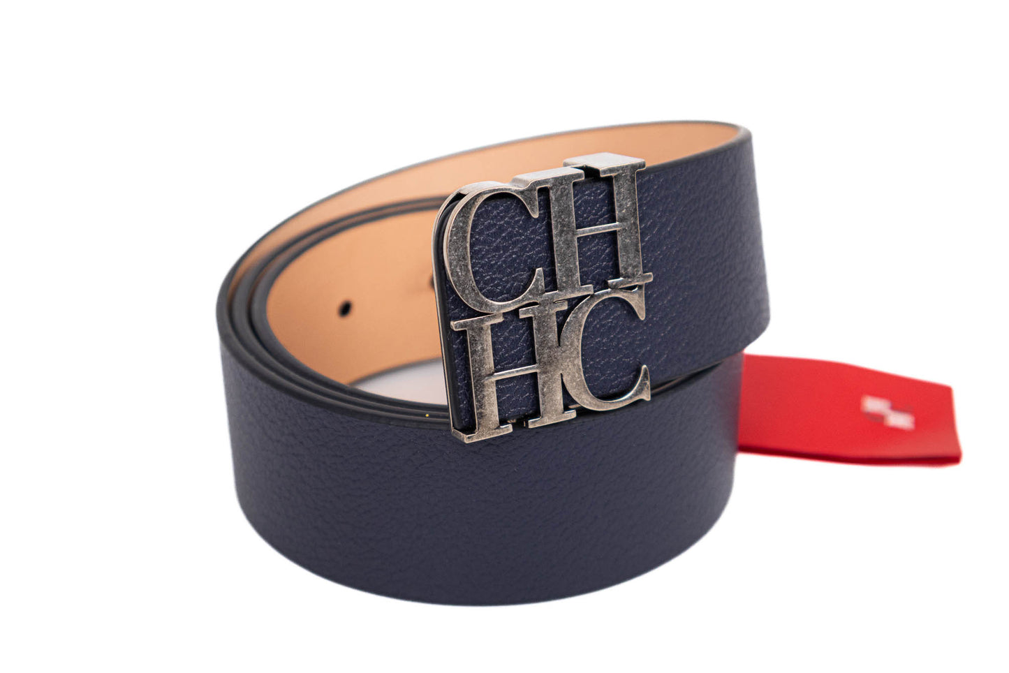 CINTURÓN GRUESO CH AZUL NAVY HEBILLA PLATEADA