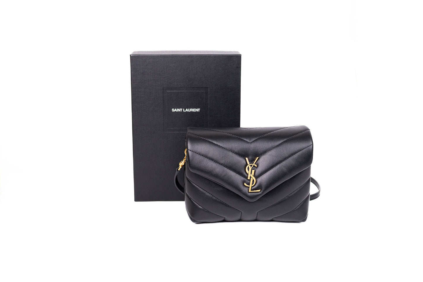 CALFSKIN Y QUILTED MONOGRAM TOY LOULOU CROSSBODY BAG BLACK
