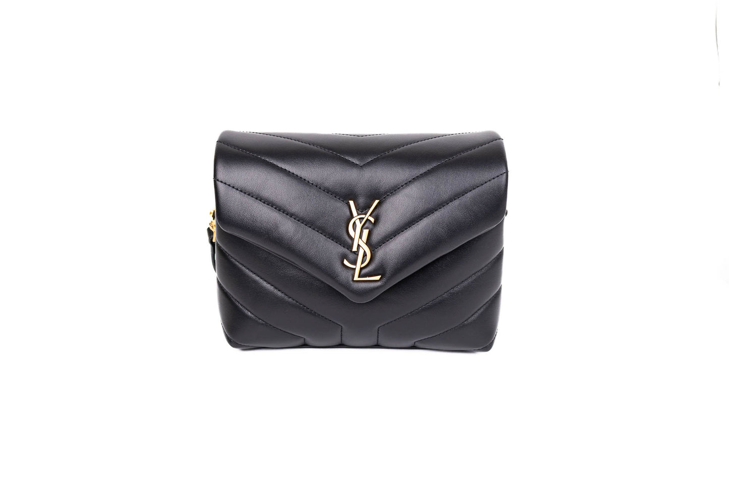 CALFSKIN Y QUILTED MONOGRAM TOY LOULOU CROSSBODY BAG BLACK