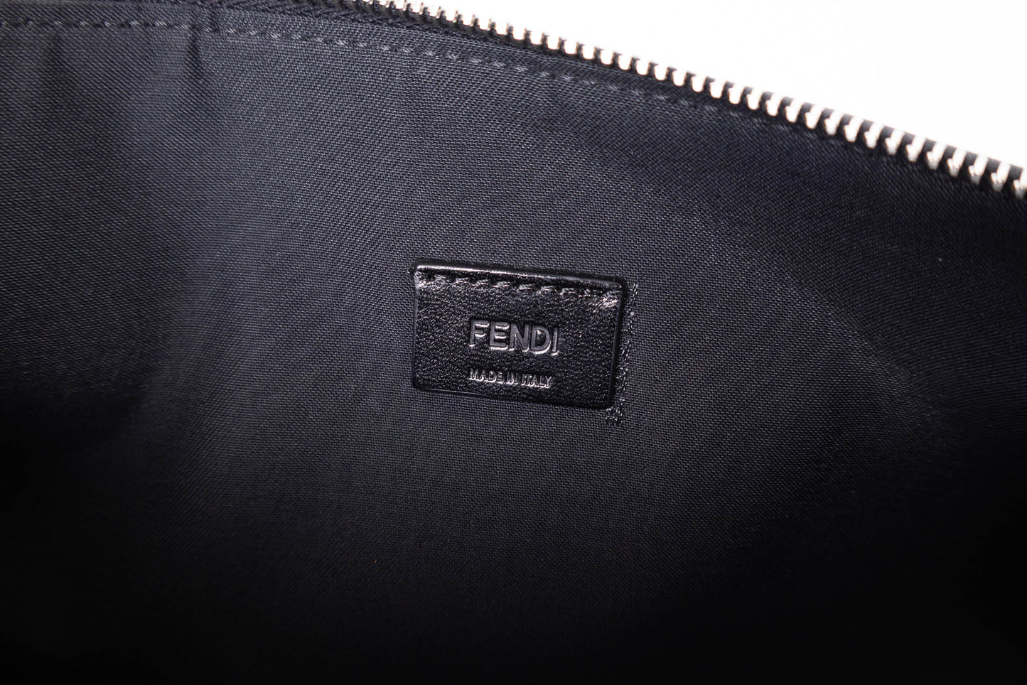 FENDI VITELLO CENTURY METAL MONSTER EYES POUCH BLACK