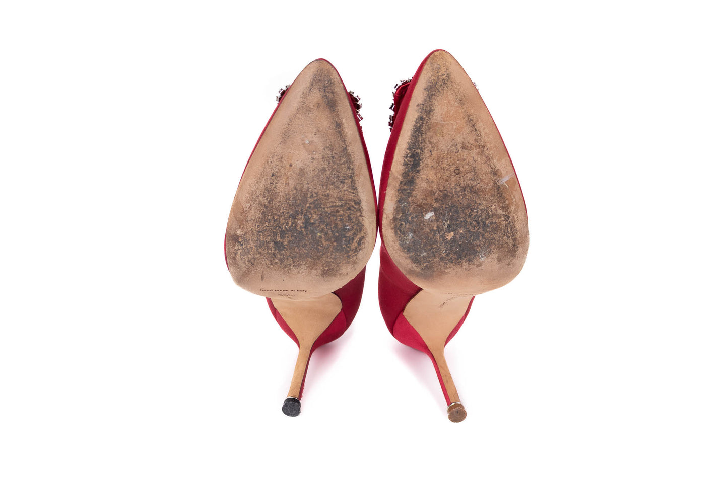 MANOLO BLAHNIK HANGISI 70 RED SATIN