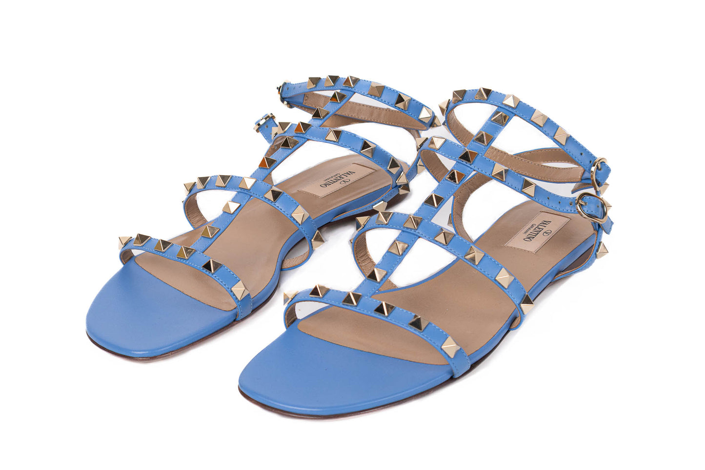 VALENTINO LIGHT BLUE ROCKSTUD CAGED