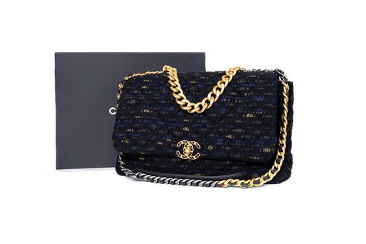 CHANEL 19 TWEED QUILTED MAXI