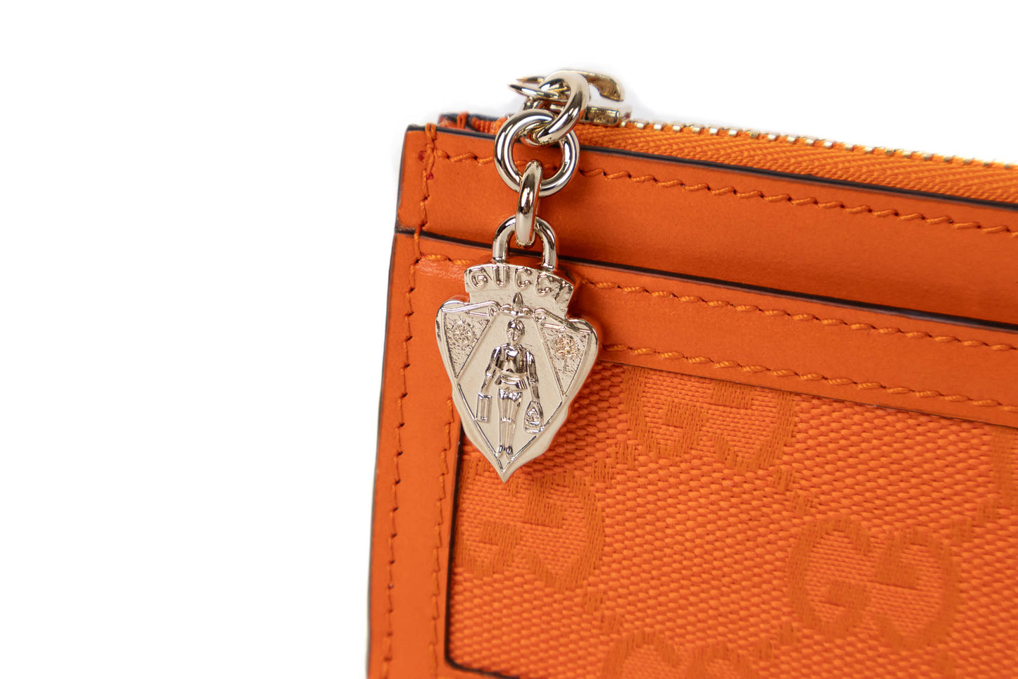 GUCCI ZIPPER CARD HOLDER CANVAS GG ORANGE