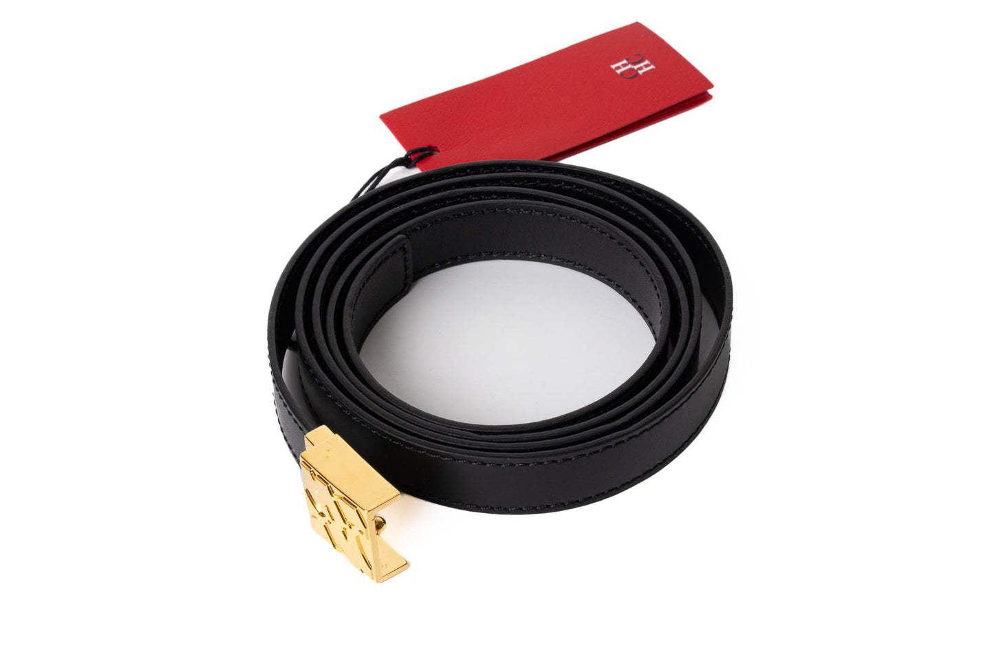 CINTURÓN CH LEATHER HEBILLA DORADA