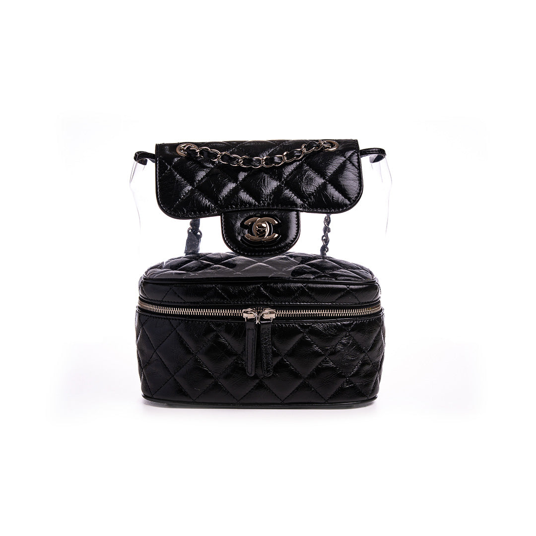 CRUMPLED CALFSKIN PVC QUILTED BACKPACK