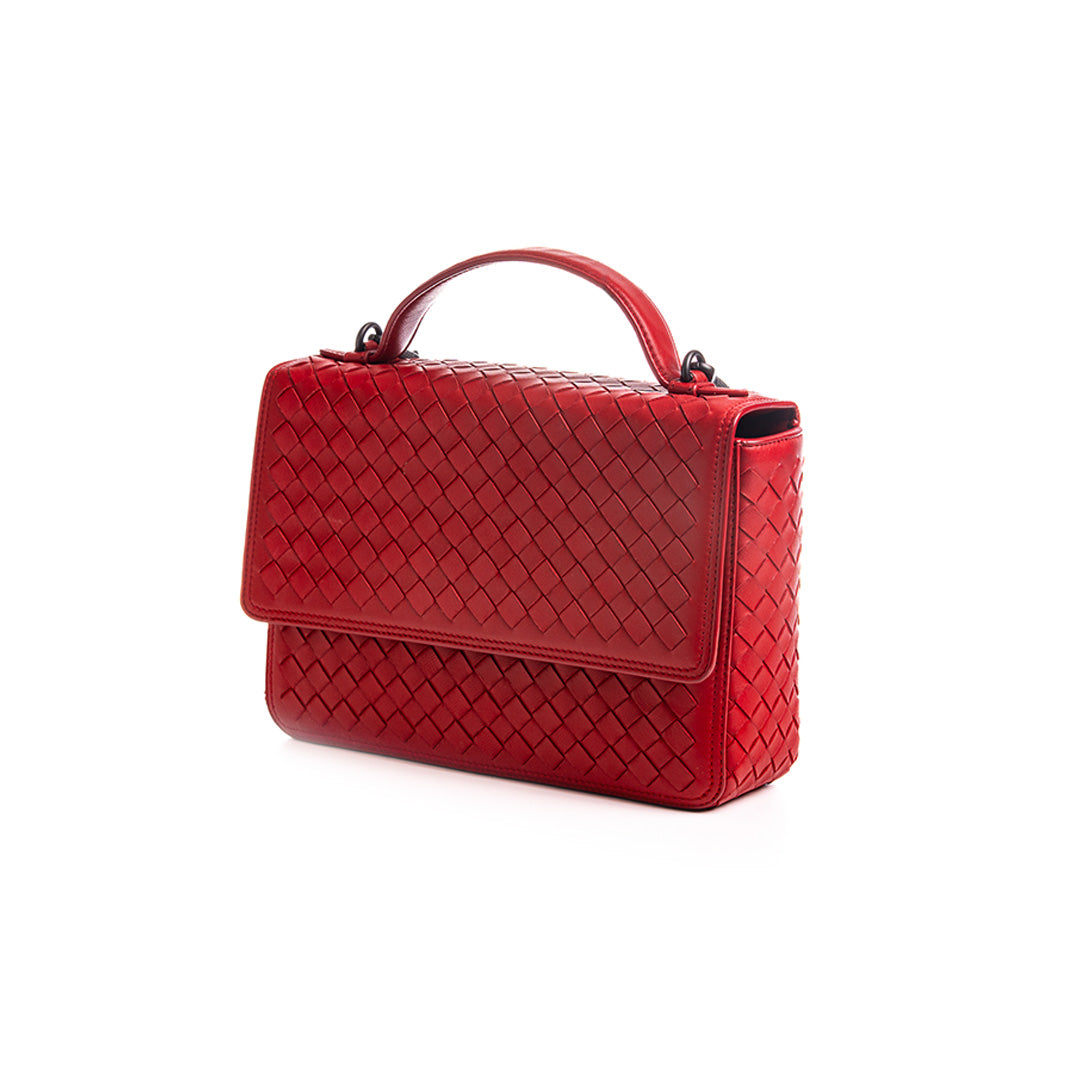 RED INTRECCIATO LEATHER ALUMNA