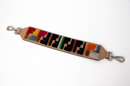 FENDI VITELLO LIBERTY VELVET MULTICOLOR EMBROIDERED MINI STRAP