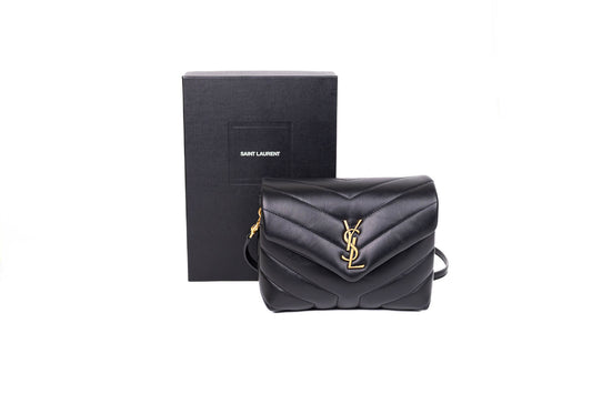 CALFSKIN Y QUILTED MONOGRAM TOY LOULOU CROSSBODY BAG BLACK