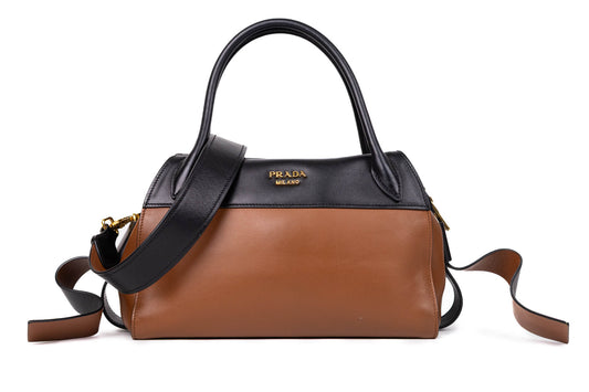 PRADA CITY CALF LEATHER RIBBON BAULETTO
