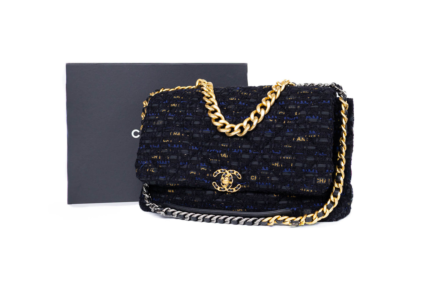 CHANEL 19 TWEED QUILTED MAXI