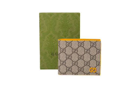 GUCCI GG SUPREME BILLFOLD WALLET BEIGE-YELLOW
