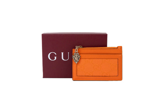 GUCCI ZIPPER CARD HOLDER CANVAS GG ORANGE