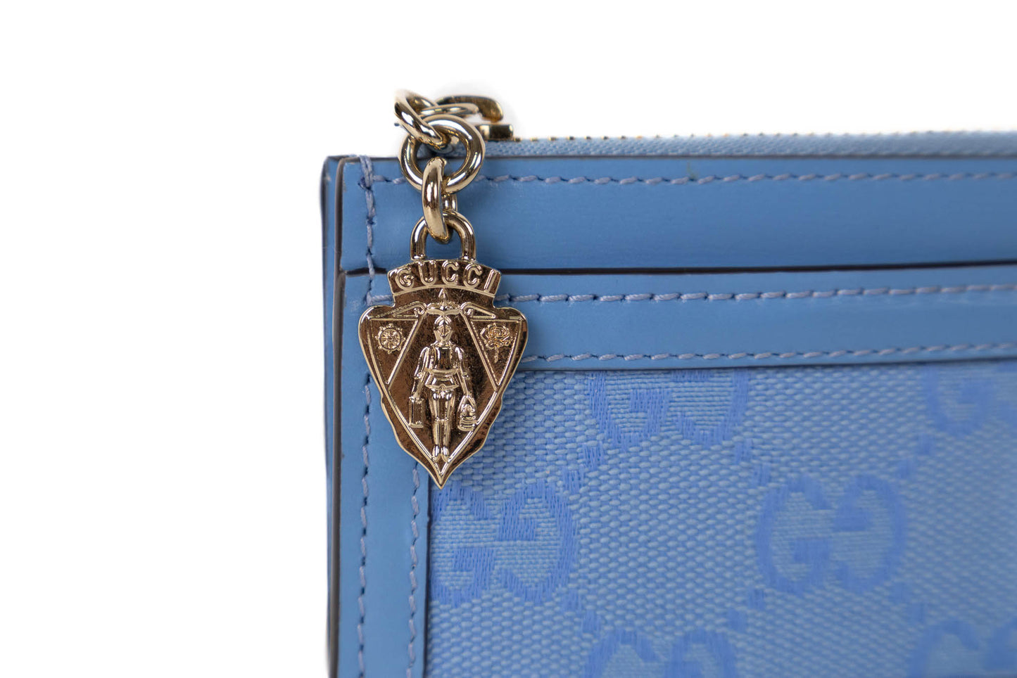 GUCCI ZIPPER CARD HOLDER CANVAS GG BLUE