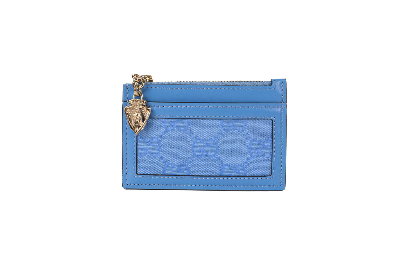 GUCCI ZIPPER CARD HOLDER CANVAS GG BLUE