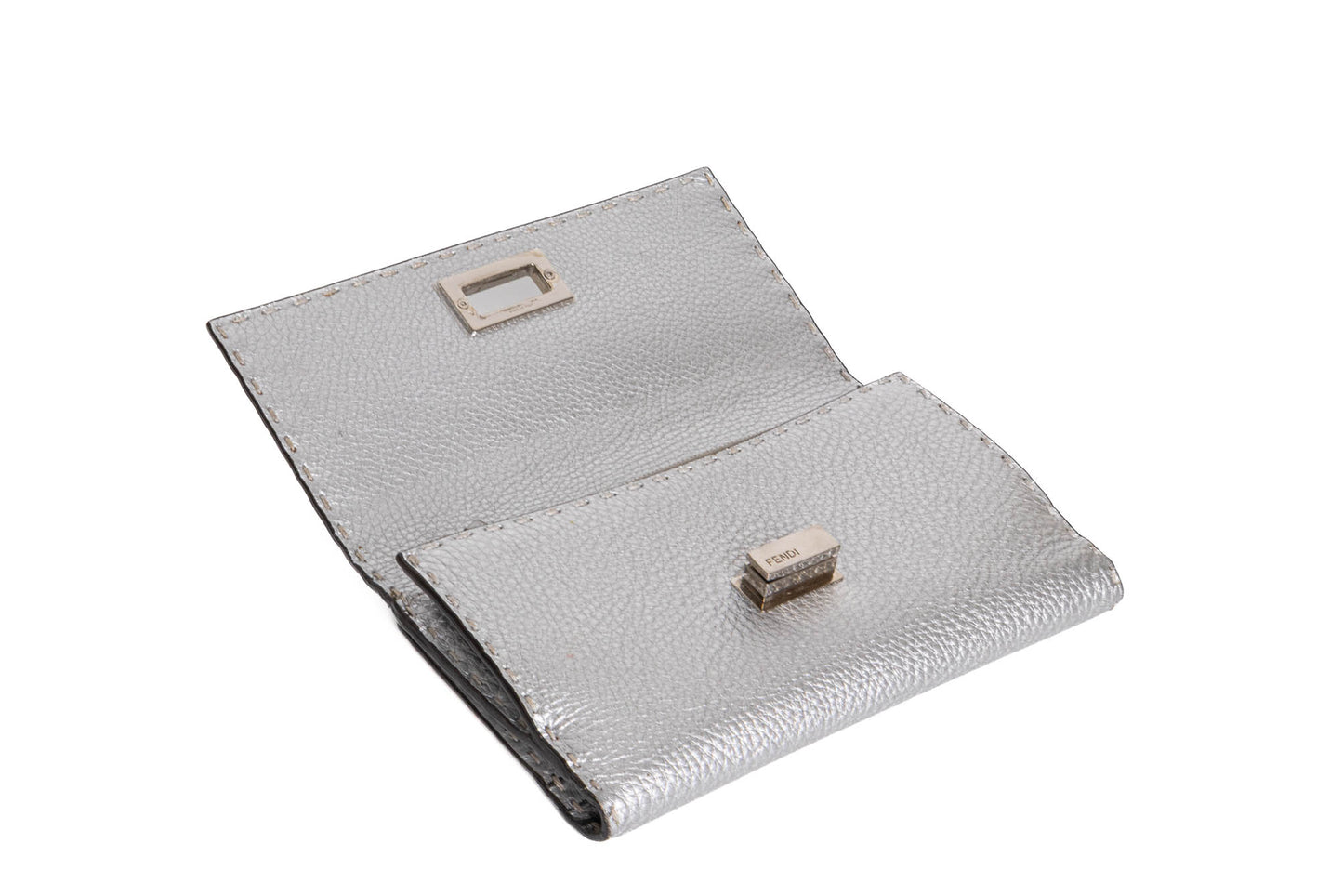 WALLET FENDI SELLERIA PEEKABOO LEATHER SILVER