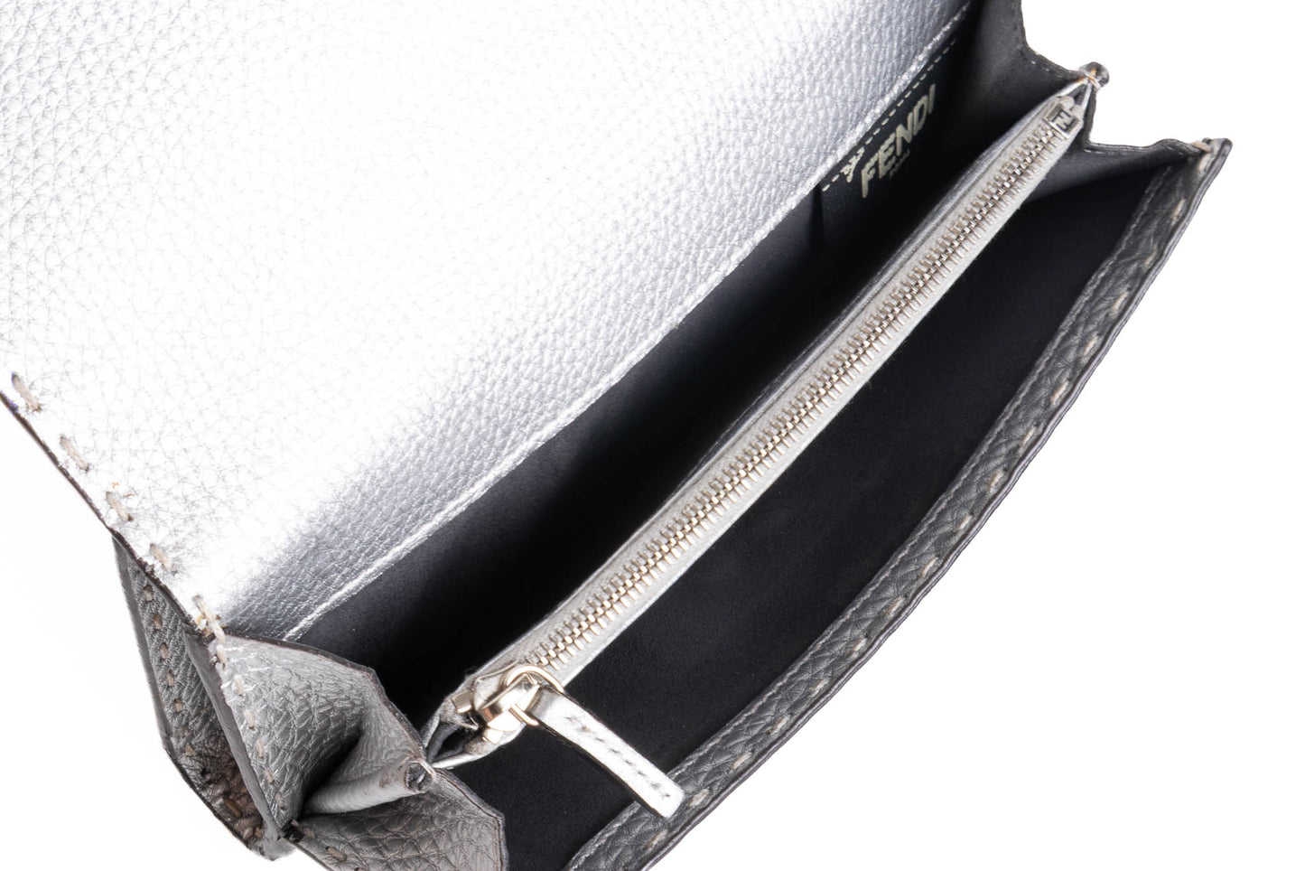 WALLET FENDI SELLERIA PEEKABOO LEATHER SILVER