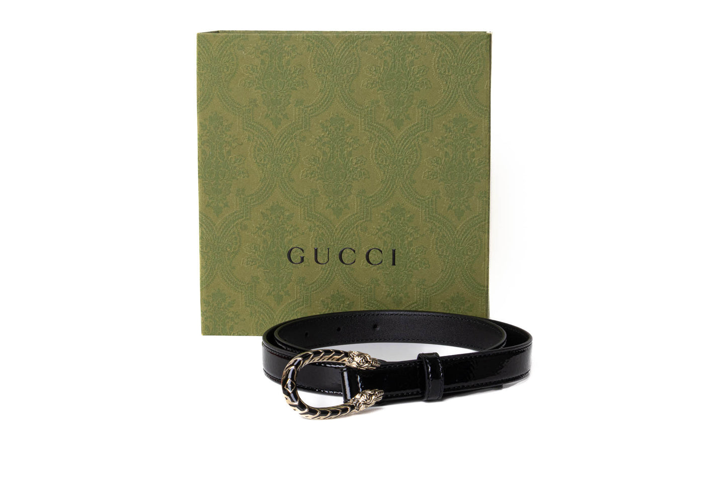 CINTURÓN GUCCI DIONYSUS CHAROL NEGRO