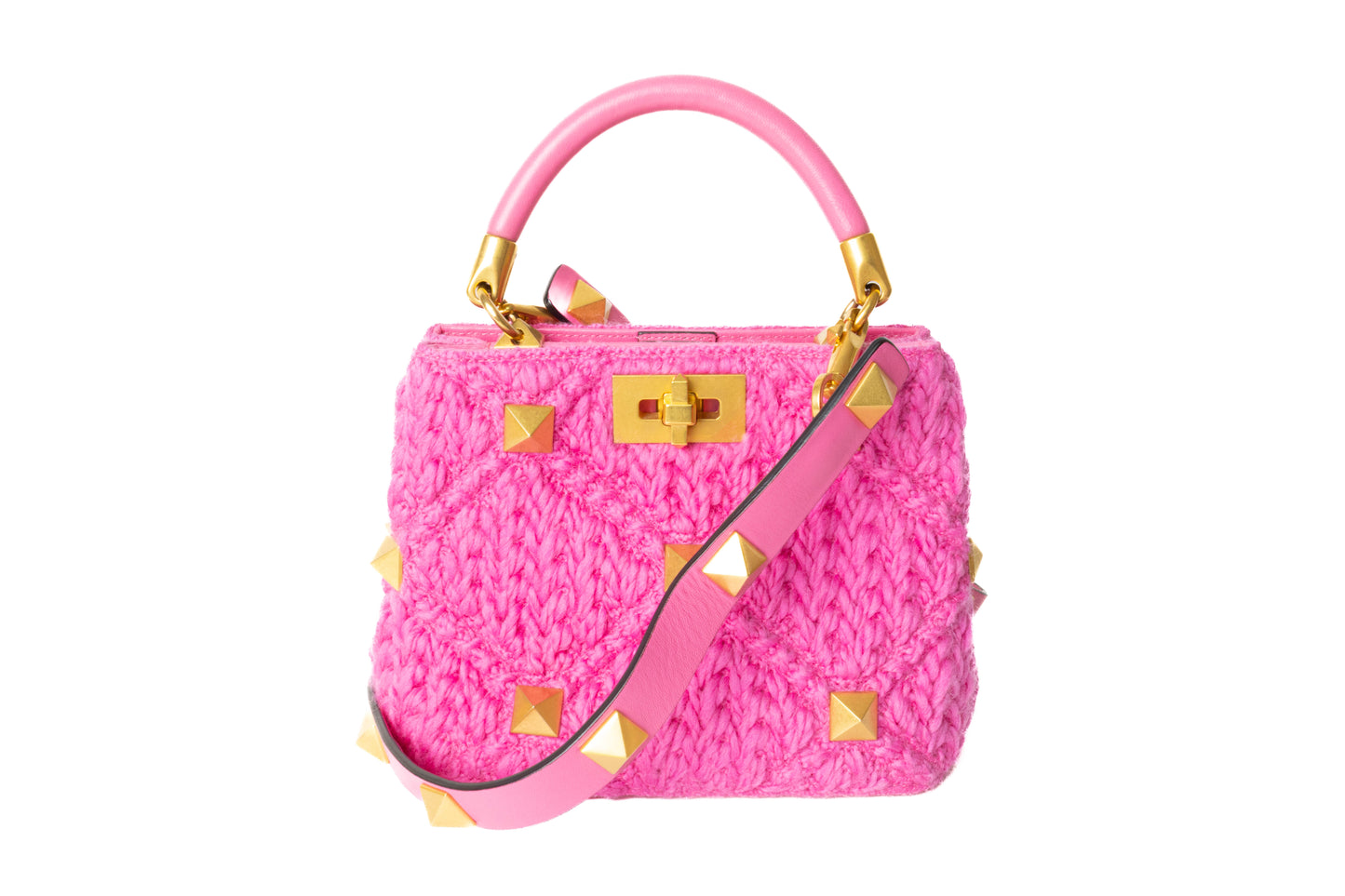 Valentino Garavani Pink Cashmere Roman Stud bolso — Luxette